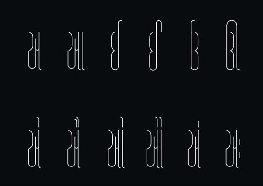 Font Design on 'Navrasa' - Shaanta rasa, Gujarati script

